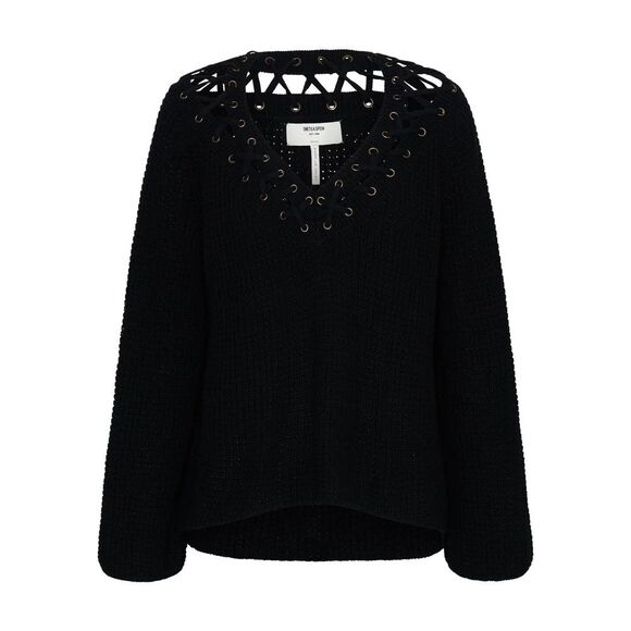 OneTeaspoon‎ NWT Laced Up Knit Sweater in Black Size Small MSRP $218 - Picture 1 of 8
